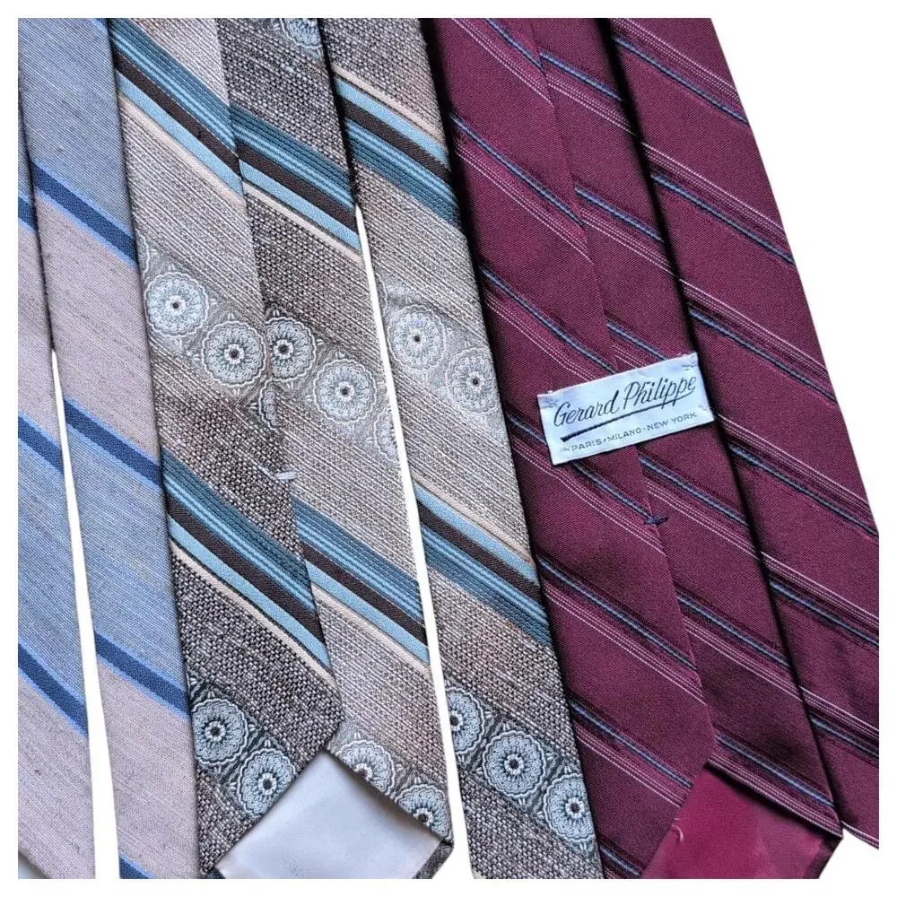 Vintage Ties Lot Striped‎ Dini Wemlon Gerard Philippe Wembley Paisley 80s 90s